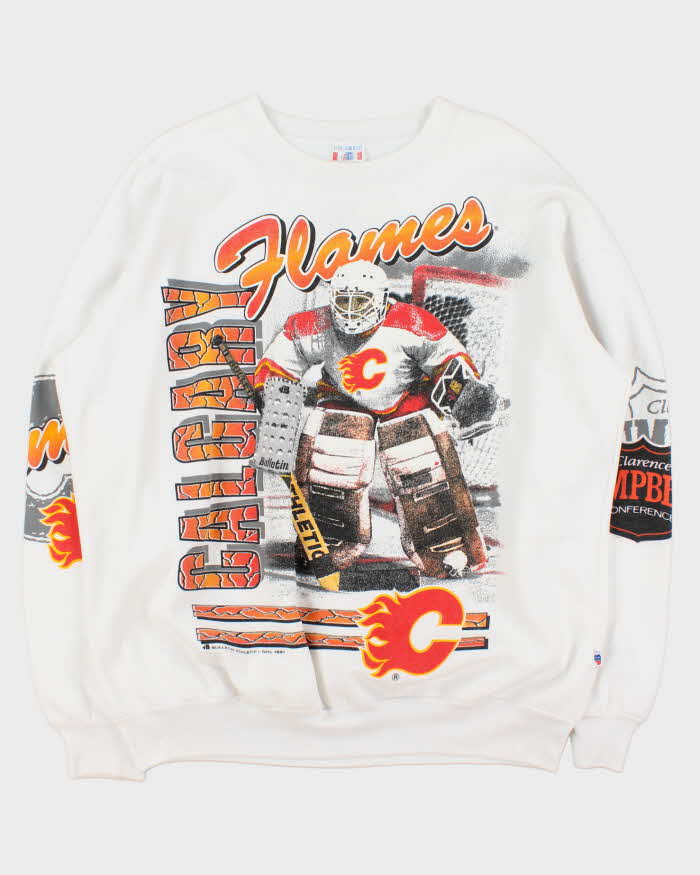 Vintage 1991 Bulletin Athletic Calgary Flames Graphic Crewneck Sweatshirt - L