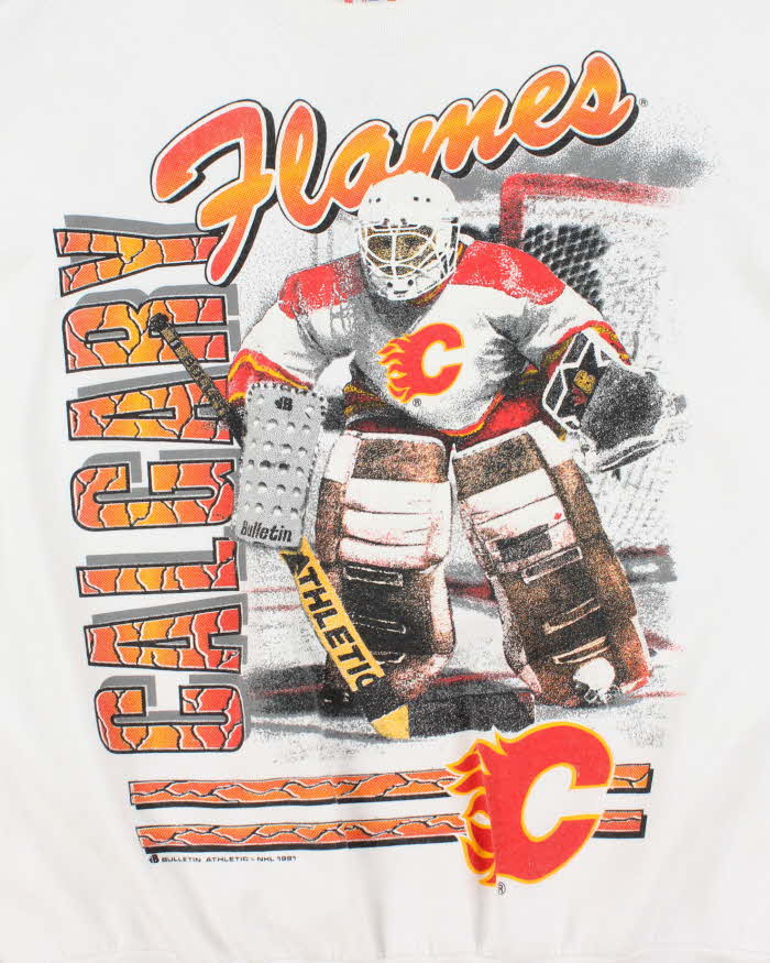 Vintage 1991 Bulletin Athletic Calgary Flames Graphic Crewneck Sweatshirt - L