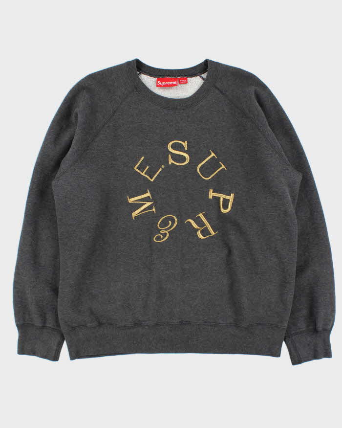 FW13 Supreme Sphere Logo Embroidered Heavyweight Crewneck Sweatshirt - L