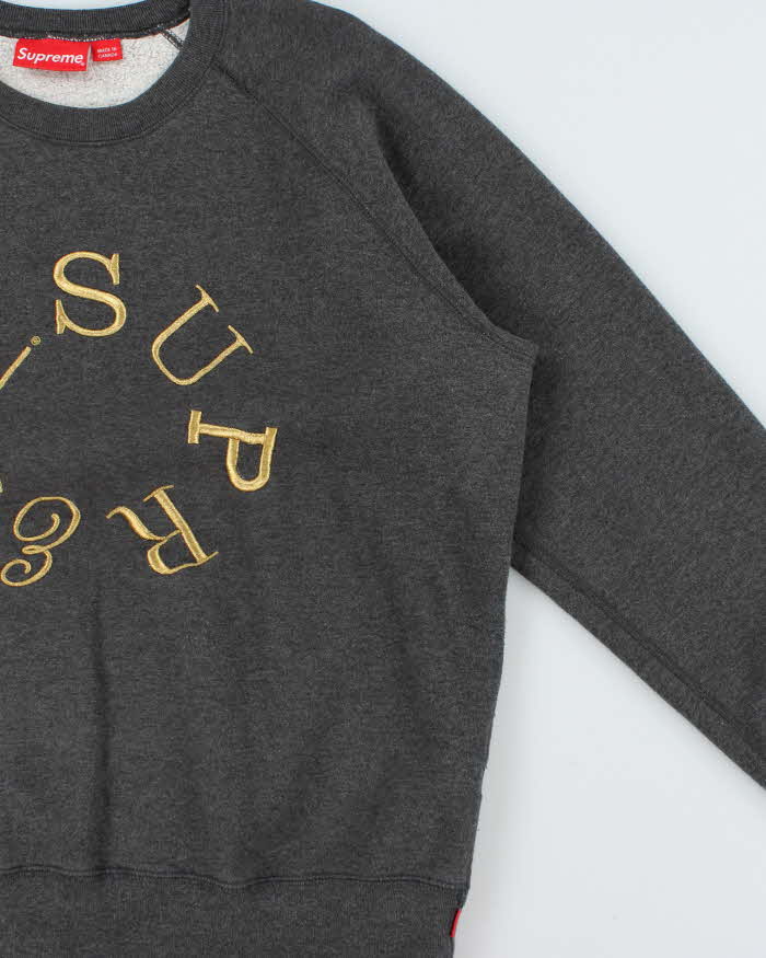 FW13 Supreme Sphere Logo Embroidered Heavyweight Crewneck Sweatshirt - L