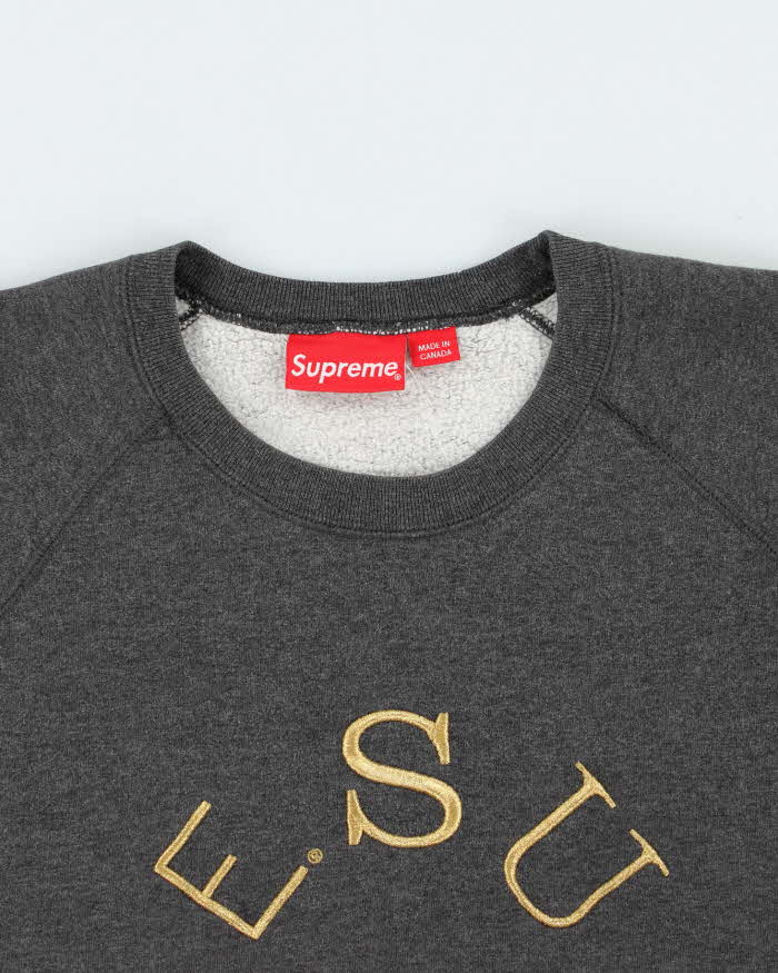 FW13 Supreme Sphere Logo Embroidered Heavyweight Crewneck Sweatshirt - L