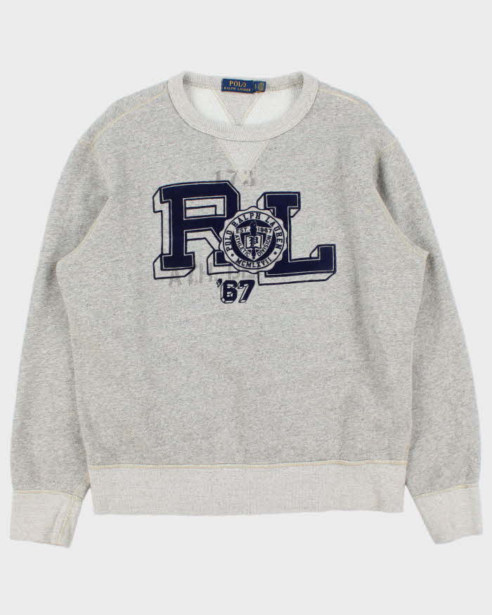 Vintage Polo Ralph Lauren Ath Dept.67 Grey Marl Crewneck Sweatshirt - XL