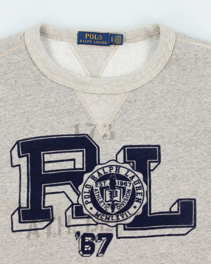Vintage Polo Ralph Lauren Ath Dept.67 Grey Marl Crewneck Sweatshirt - XL