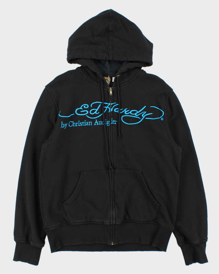 Vintage Y2k 00s Ed Hardy Embroidered Zip-up Hoodie - L
