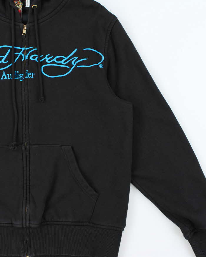 Vintage Y2k 00s Ed Hardy Embroidered Zip-up Hoodie - L