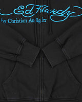 Vintage Y2k 00s Ed Hardy Embroidered Zip-up Hoodie - L