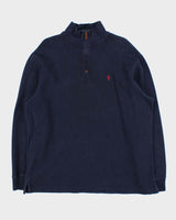 Vintage Polo Ralph Lauren Navy Quarter-Zip Sweatshirt - XL