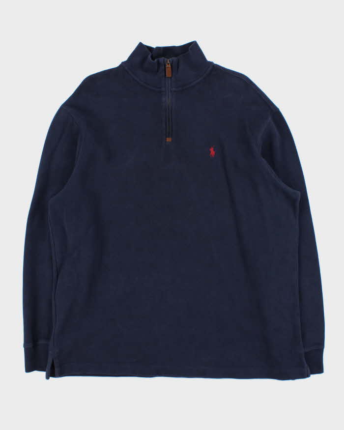 Vintage Polo Ralph Lauren Navy Quarter-Zip Sweatshirt - XL