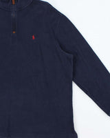 Vintage Polo Ralph Lauren Navy Quarter-Zip Sweatshirt - XL