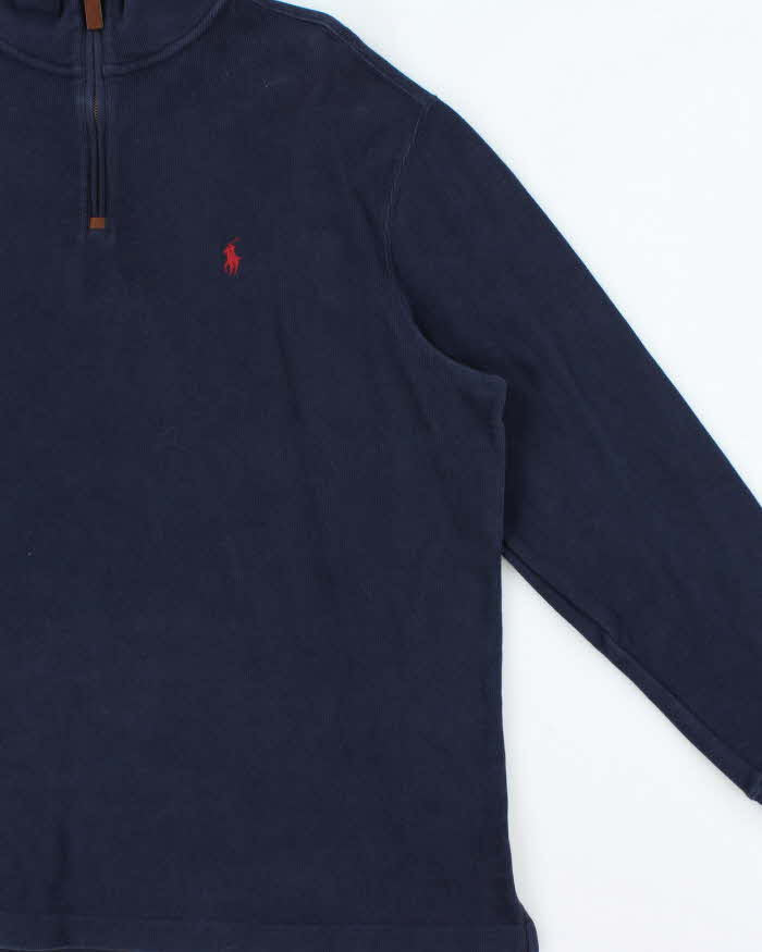 Vintage Polo Ralph Lauren Navy Quarter-Zip Sweatshirt - XL