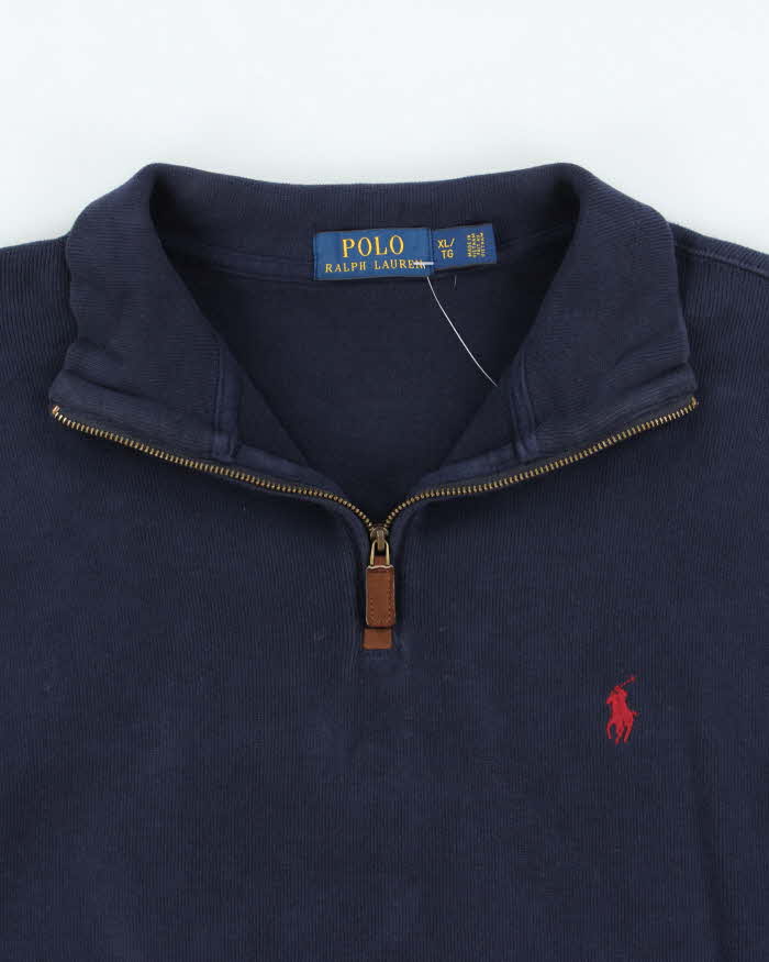 Vintage Polo Ralph Lauren Navy Quarter-Zip Sweatshirt - XL