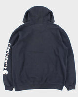 Vintage Carhartt Loose Fit Navy Logo Pullover Hoodie - L