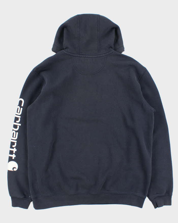 Vintage Carhartt Loose Fit Navy Logo Pullover Hoodie - L