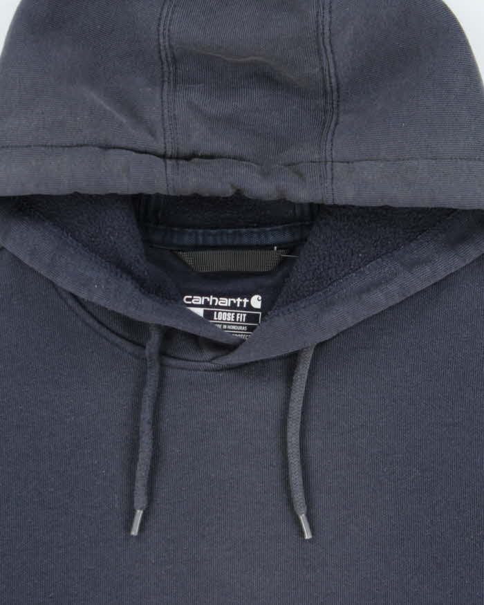 Vintage Carhartt Loose Fit Navy Logo Pullover Hoodie - L