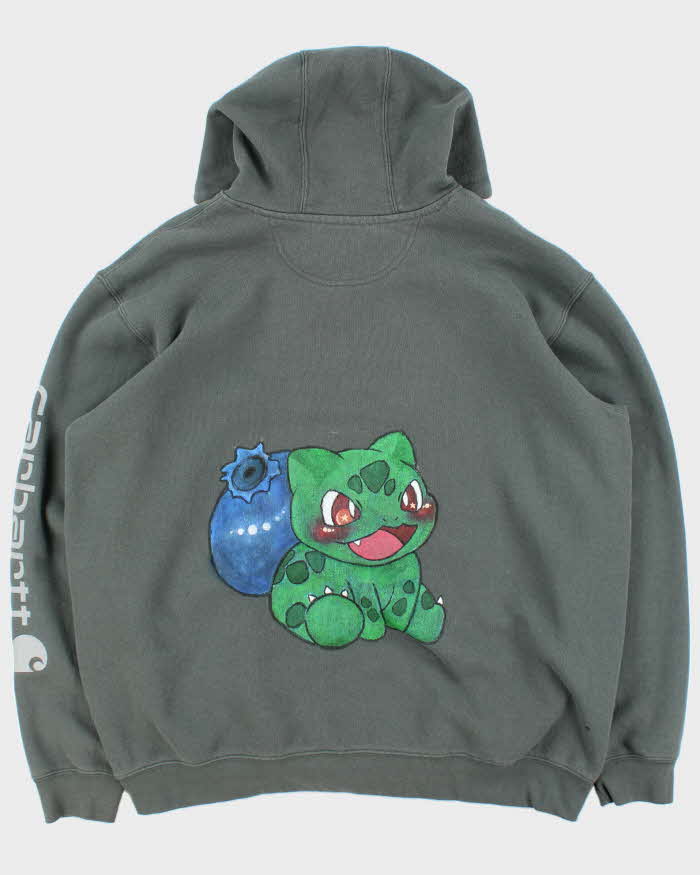 Vintage Carhartt Loose Fit Steel Teal 'Pokemon' Logo Pullover Hoodie - XL
