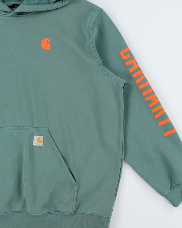 Vintage Carhartt Teal Loose Fit Rain Defender Heavyweight Pullover Hoodie - XXL