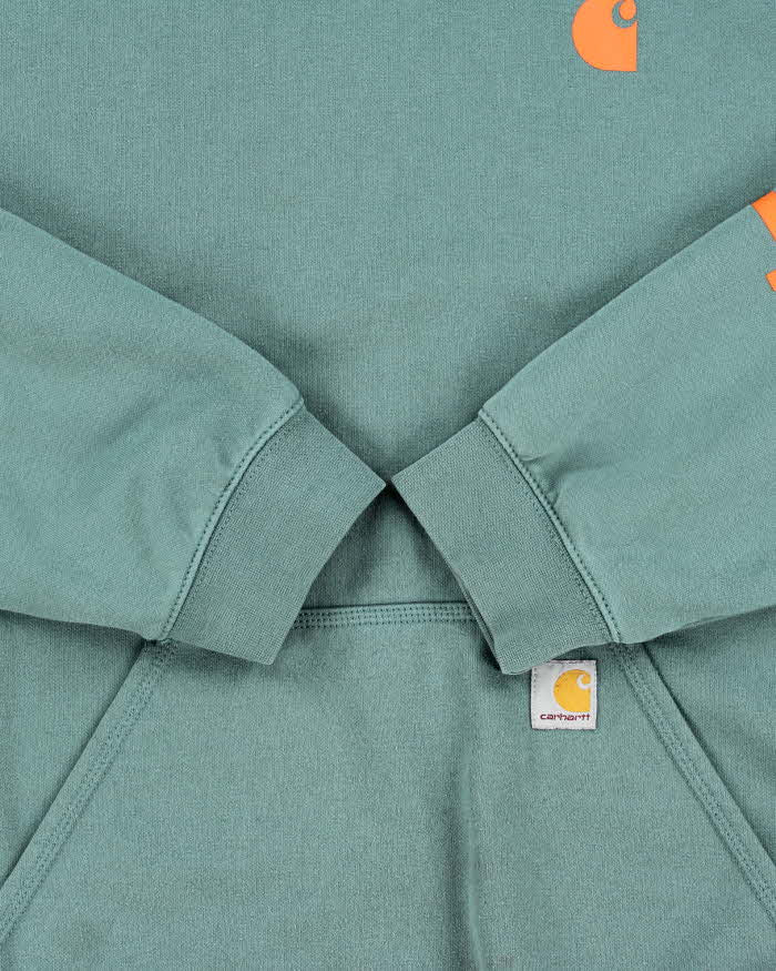 Vintage Carhartt Teal Loose Fit Rain Defender Heavyweight Pullover Hoodie - XXL
