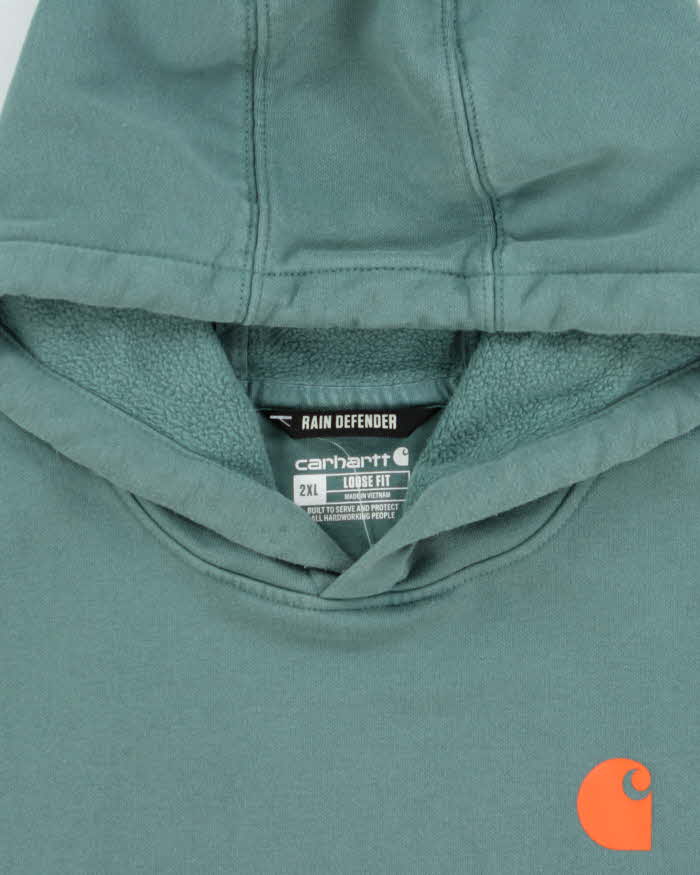 Vintage Carhartt Teal Loose Fit Rain Defender Heavyweight Pullover Hoodie - XXL