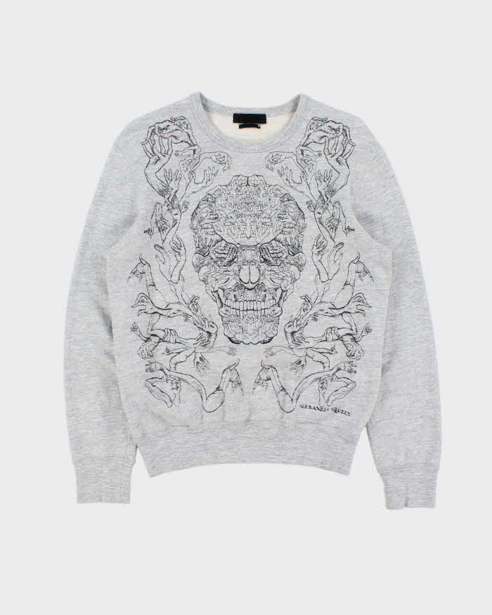 Vintage Alexander Mcqueen Embroidered Hand Skull Crewneck Sweatshirt - M