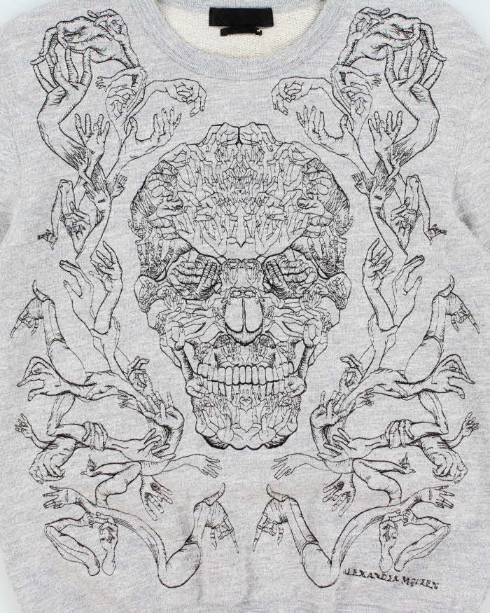Vintage Alexander Mcqueen Embroidered Hand Skull Crewneck Sweatshirt - M