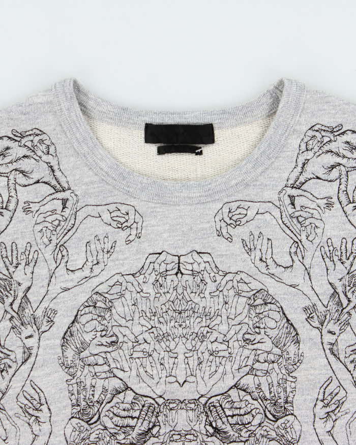 Vintage Alexander Mcqueen Embroidered Hand Skull Crewneck Sweatshirt - M