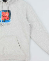 Vintage Stussy Hibiscus Big City Grey Marl Pullover Hoodie - S
