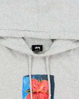 Vintage Stussy Hibiscus Big City Grey Marl Pullover Hoodie - S
