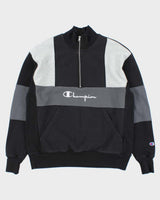 Vintage Champion Reverse Weave Embroidered Spell Out Quarter-Zip Sweatshirt - L