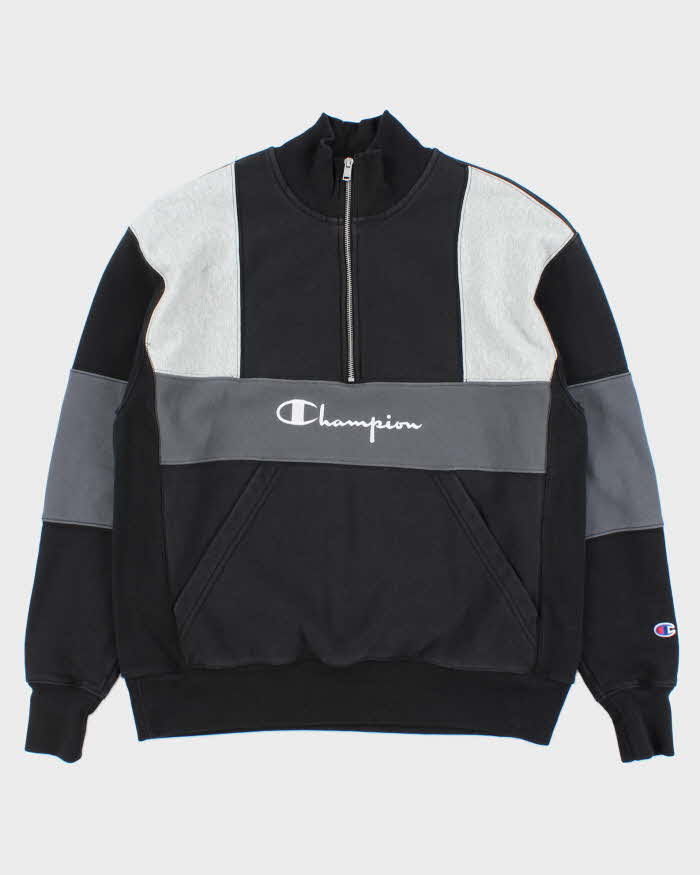 Vintage Champion Reverse Weave Embroidered Spell Out Quarter-Zip Sweatshirt - L