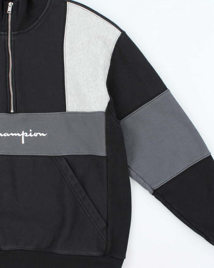 Vintage Champion Reverse Weave Embroidered Spell Out Quarter-Zip Sweatshirt - L