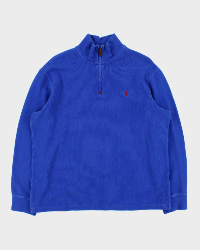 Vintage Polo Ralph Lauren Cobalt Blue Quarter-Zip Sweatshirt - L