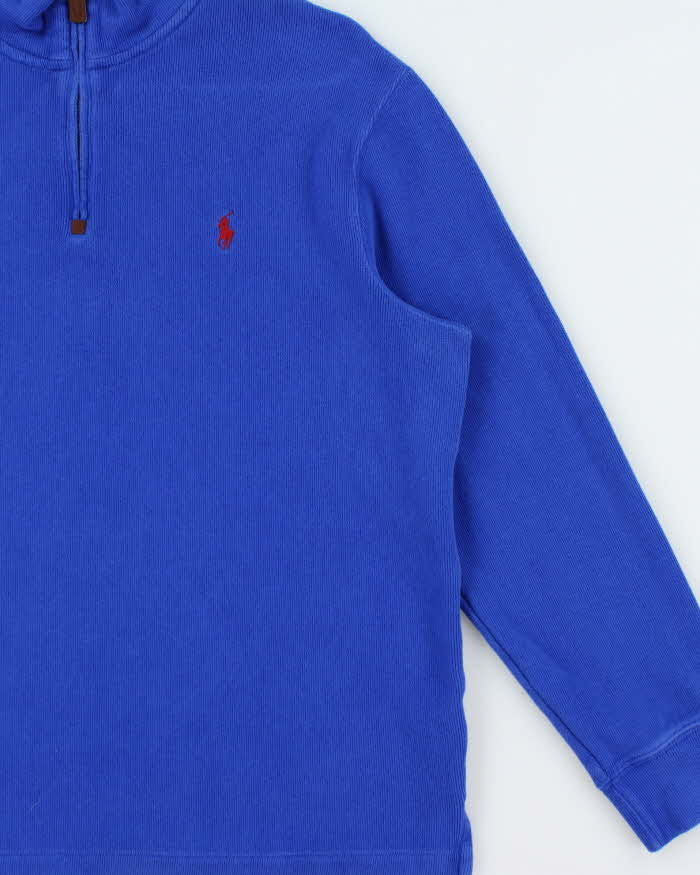 Vintage Polo Ralph Lauren Cobalt Blue Quarter-Zip Sweatshirt - L