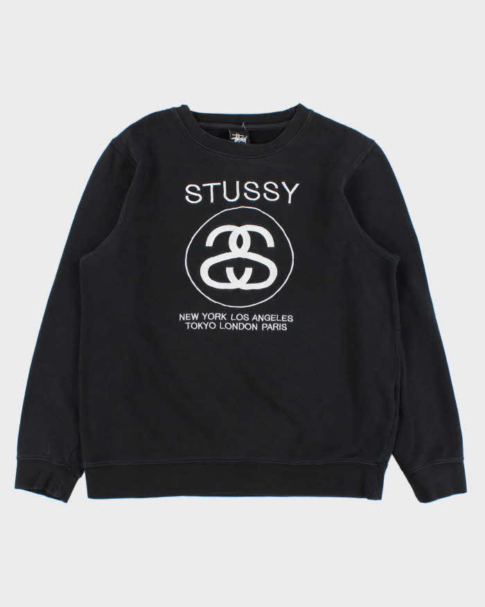 Vintage Stussy International Big Cities Embroidered Crewneck Sweatshirt - L