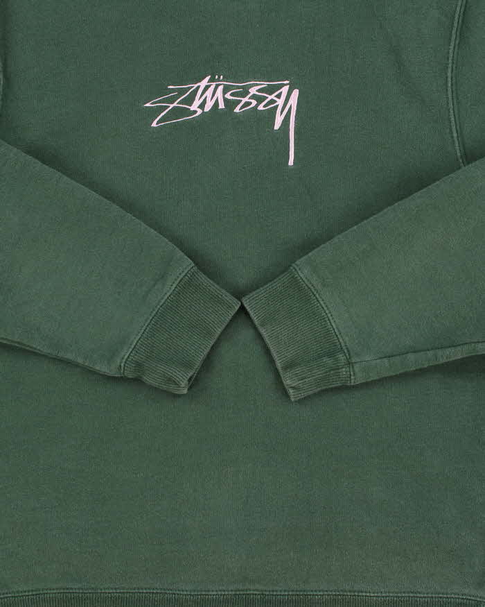 Vintage Stussy Baby Pink Embroidered Logo Crewneck Sweatshirt - M