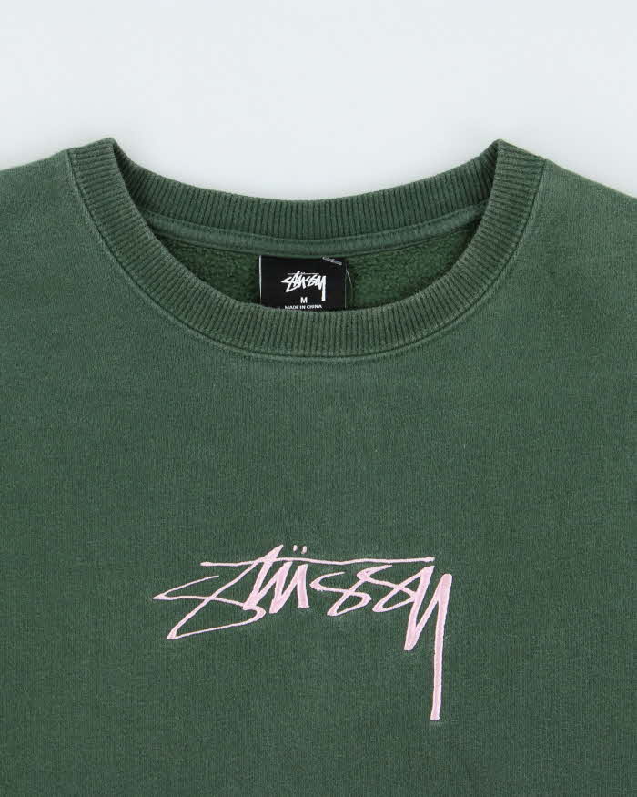 Vintage Stussy Baby Pink Embroidered Logo Crewneck Sweatshirt - M