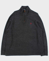 Vintage Polo Ralph Lauren Marl Grey Quarter-Zip Sweatshirt - XXL