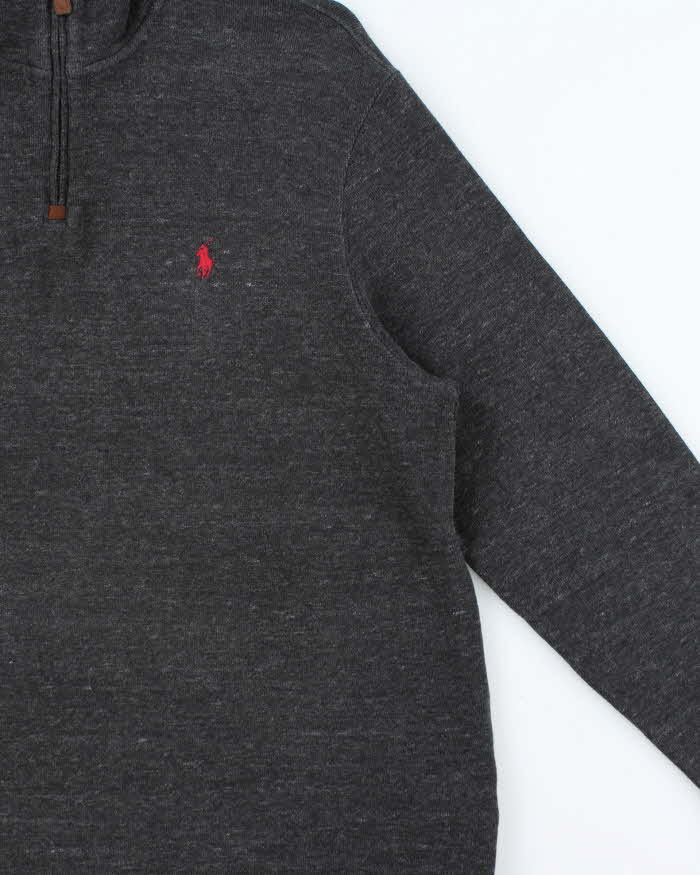 Vintage Polo Ralph Lauren Marl Grey Quarter-Zip Sweatshirt - XXL