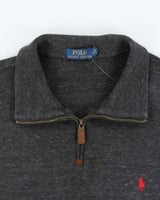 Vintage Polo Ralph Lauren Marl Grey Quarter-Zip Sweatshirt - XXL