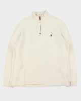 Vintage Y2K 00s Polo Ralph Lauren Cream Quarter-Zip Sweatshirt - L