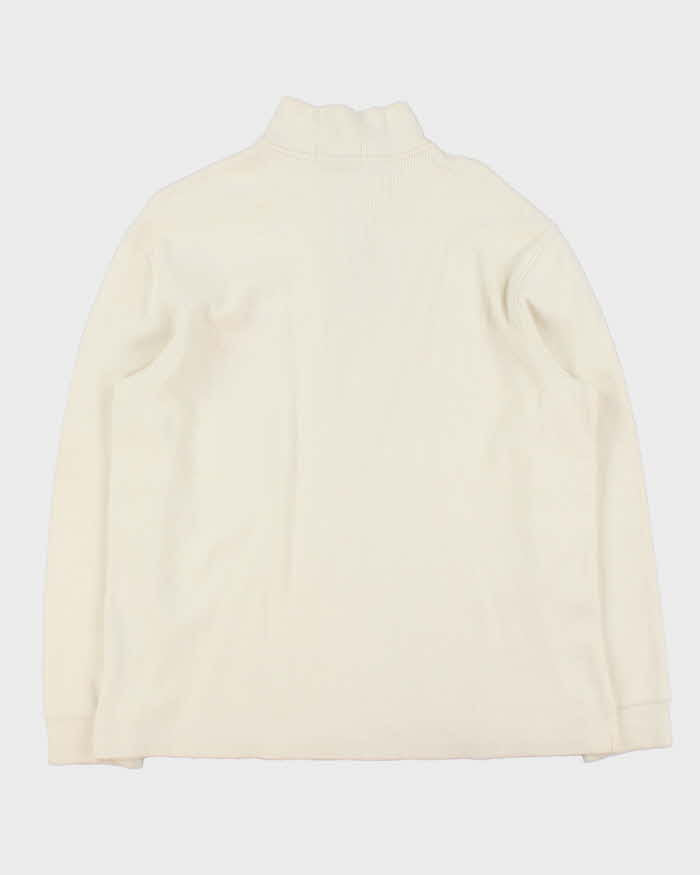 Vintage Y2K 00s Polo Ralph Lauren Cream Quarter-Zip Sweatshirt - L