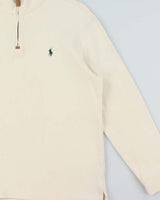 Vintage Y2K 00s Polo Ralph Lauren Cream Quarter-Zip Sweatshirt - L