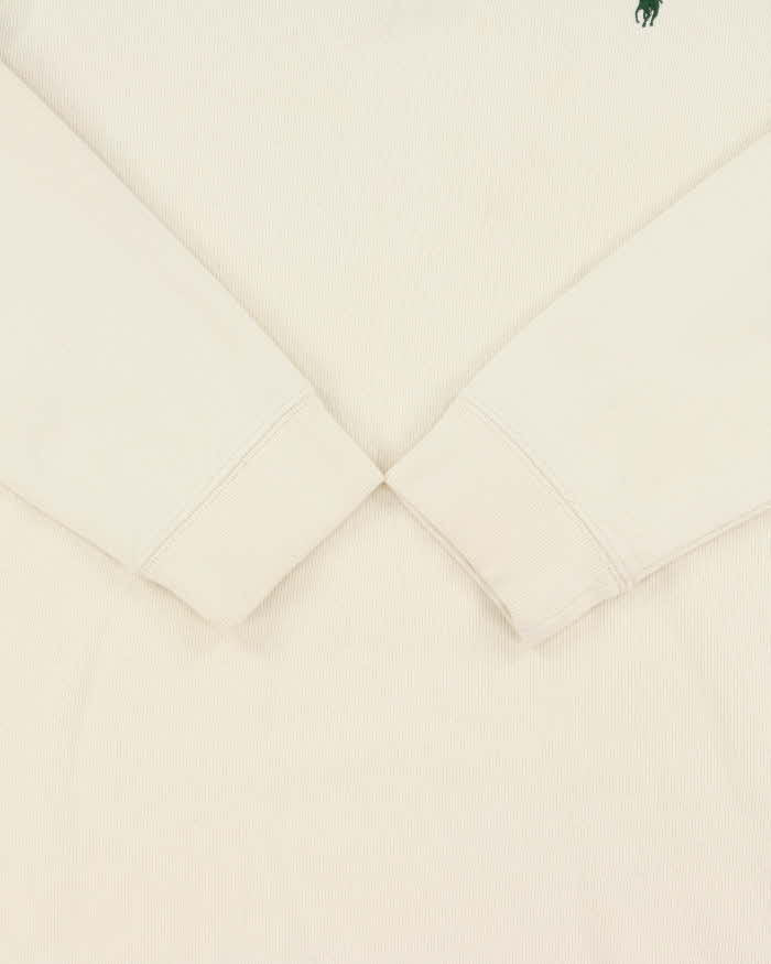 Vintage Y2K 00s Polo Ralph Lauren Cream Quarter-Zip Sweatshirt - L