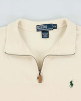Vintage Y2K 00s Polo Ralph Lauren Cream Quarter-Zip Sweatshirt - L