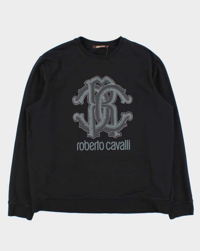 Vintage Y2K 00s Roberto Cavalli Embellished Rhinestone Crewneck Sweatshirt - XXL