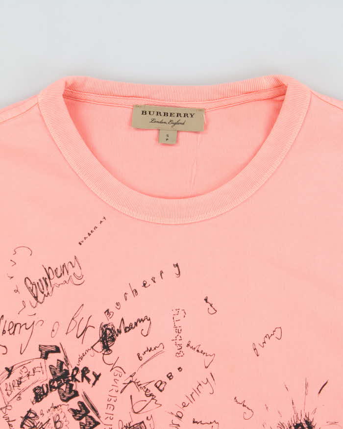 Vintage Y2K 00s Burberry Graffiti Neon Pink Crewneck Sweatshirt - S