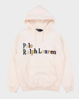 Vintage Early 1990s Polo Ralph Lauren Indonesia Embroidered Spell Out Pale Pink Pullover Hoodie - L