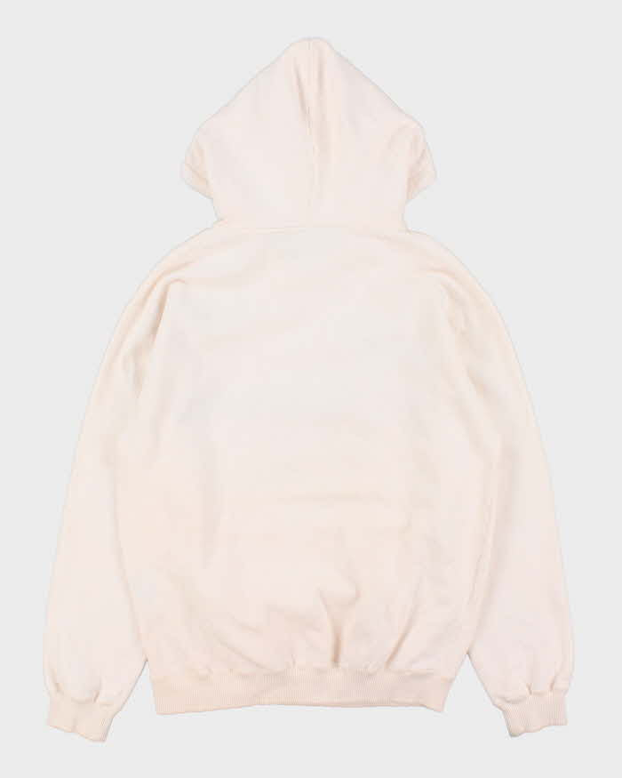 Vintage Early 1990s Polo Ralph Lauren Indonesia Embroidered Spell Out Pale Pink Pullover Hoodie - L