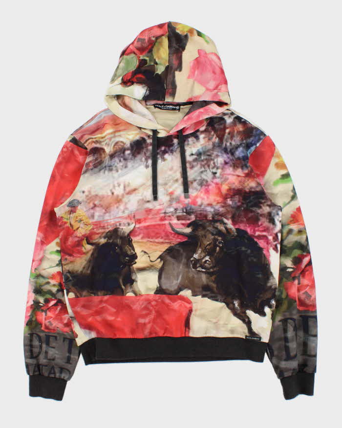 SS2015 Dolce & Gabbana Corrida De Toros Silk Lined Pullover Hoodie - L
