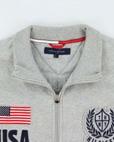 Vintage Y2K 00s Tommy Hilfiger USA Embroidered Zip-Up Sweatshirt - L
