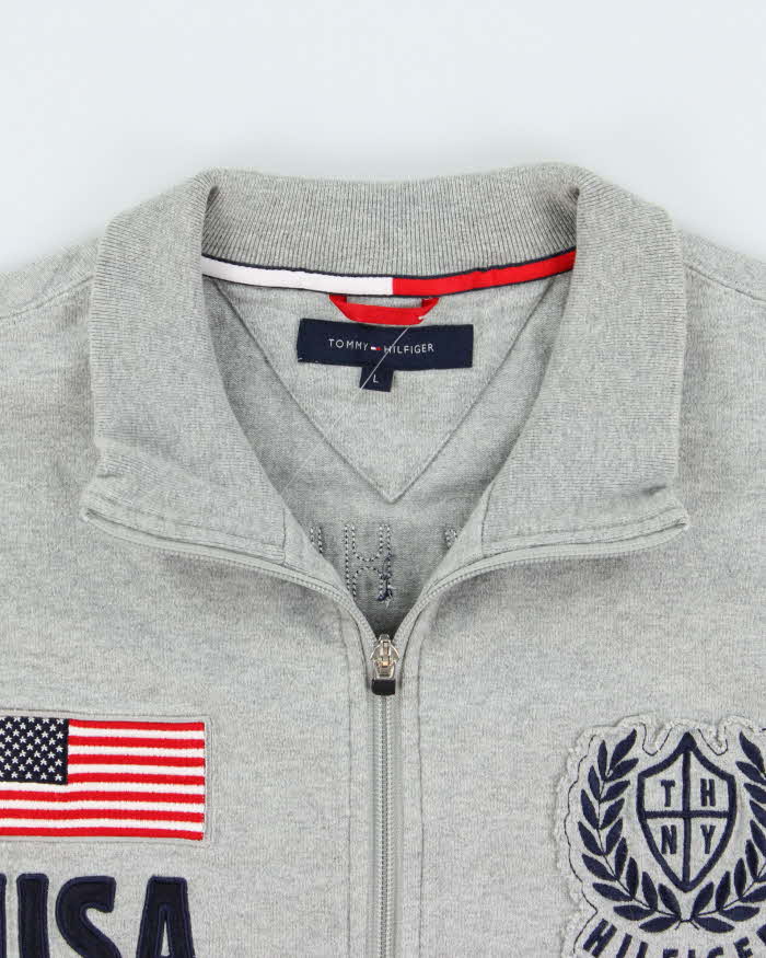 Vintage Y2K 00s Tommy Hilfiger USA Embroidered Zip-Up Sweatshirt - L
